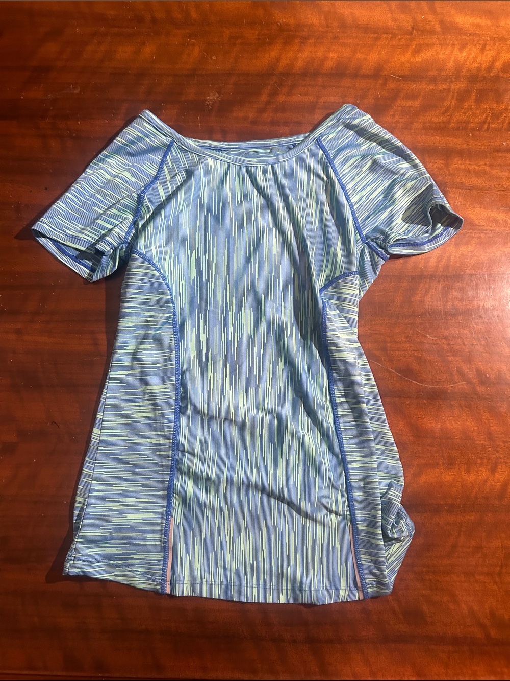 Velocity Short-Sleeve Performance Tee in Light Blue and Lime Accent